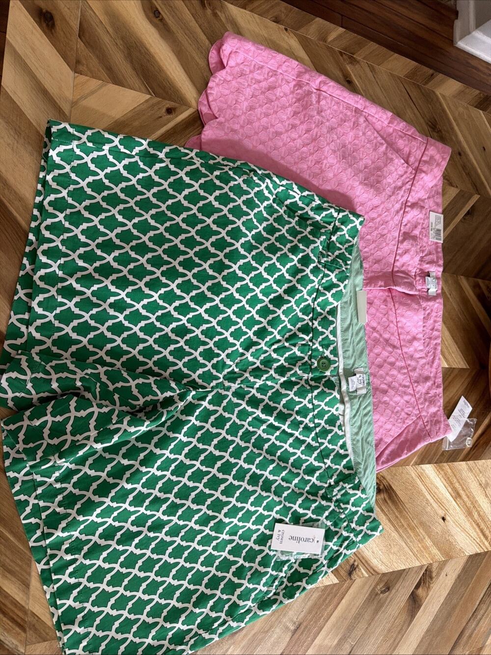 Crown & Ivy Curvy Lot Of 2 Women Shorts, Size 18 W, Pink And Green